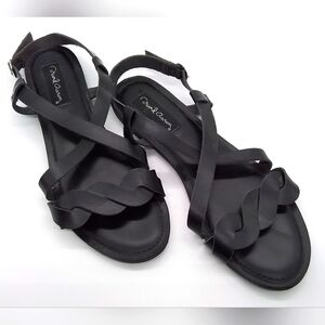 NWOT DAVID AARON BLACK LEATHER SANDALS SIZE 11